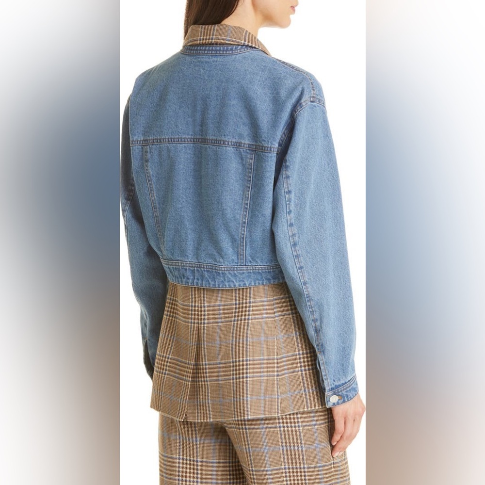 NWT Veronica Beard Keaton Plaid Denim Combo Dickey Jacket Size Small Two Piece - Picture 3 of 16